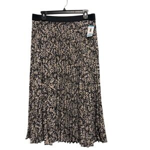 Vince Camuto Black and Pink Floral A-Line Skirt Size L